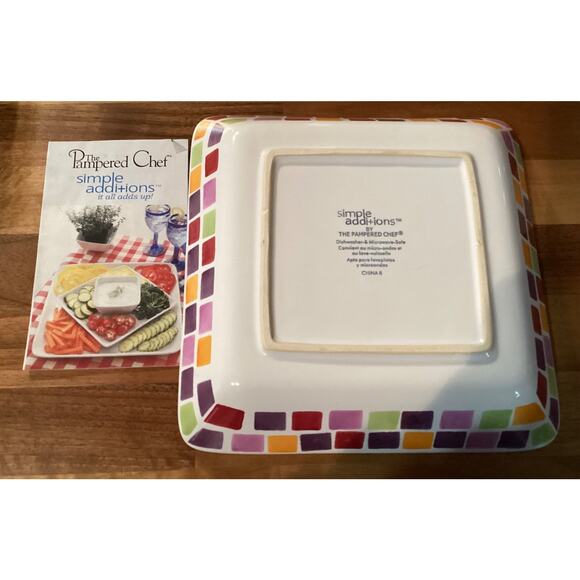 Set of 2 Pampered Chef Simple Additions Serving Trays Plates Tiles Small Square - Picture 7 of 8